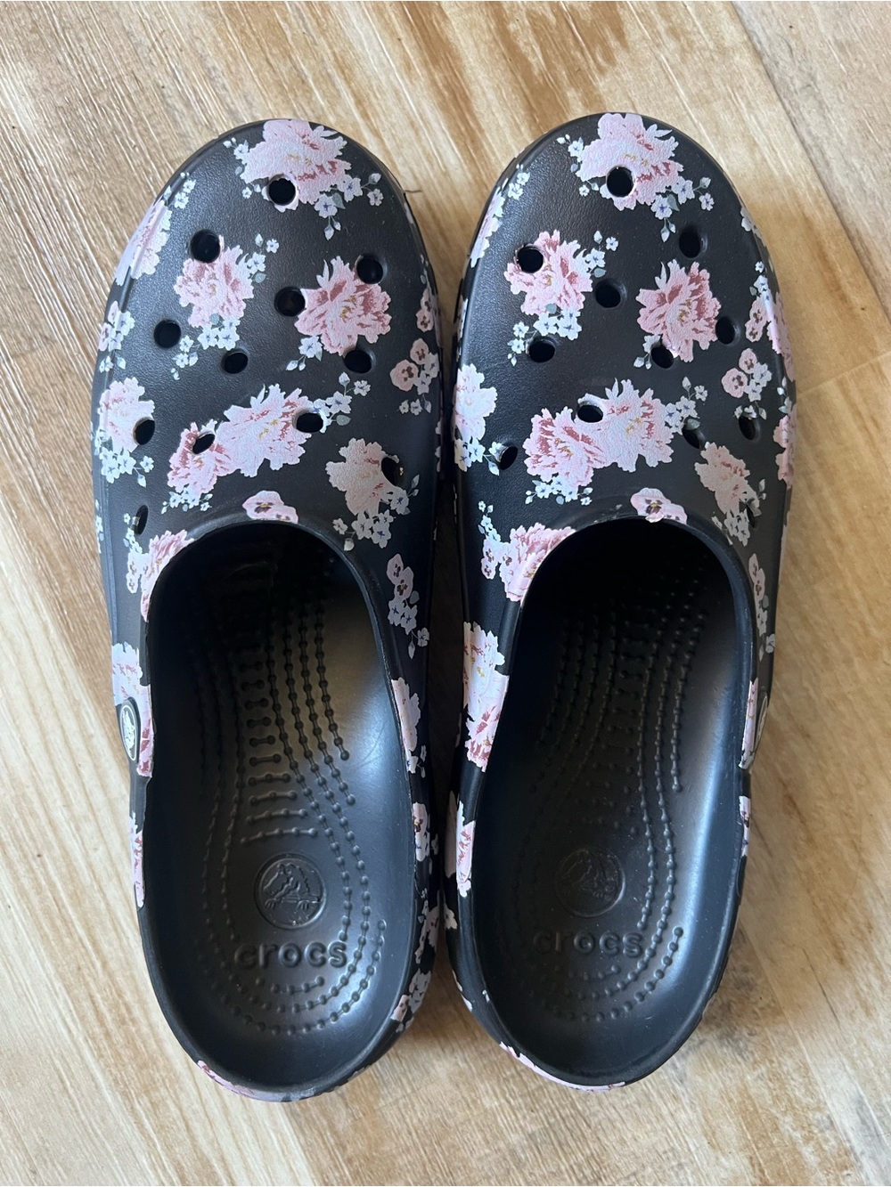 CROCS Black Clog with Pink Floral Print